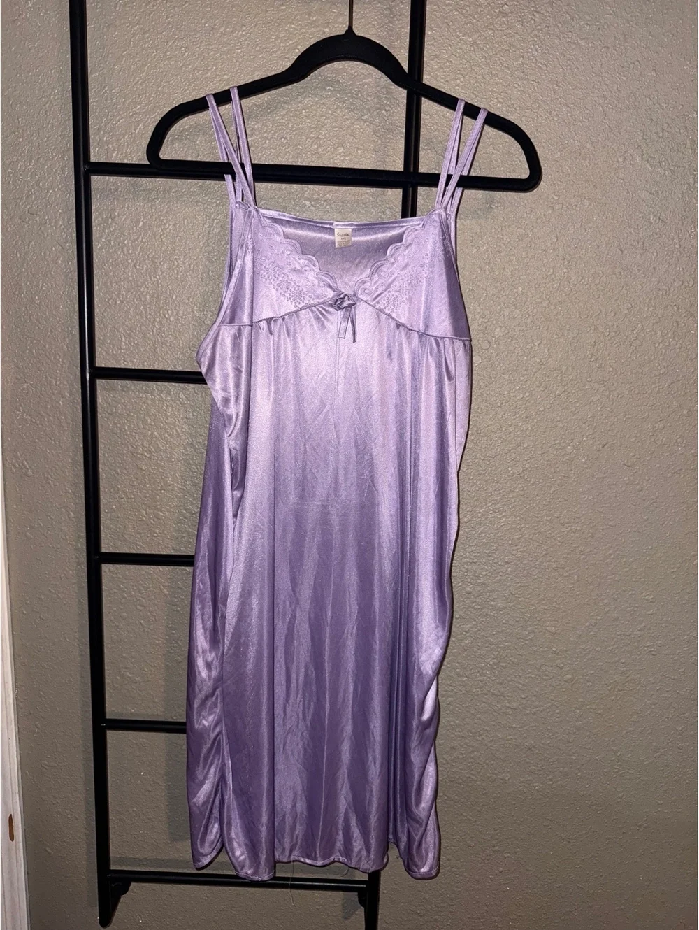 Sindella XXL Lavender Satin Nightgown Robe 2 Piece Set Lace Trim Y2K Lingerie